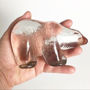 VTG Viking Glass Bear Paperweight Icy Polar Bear